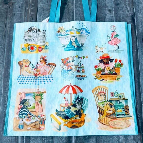 Large Reusable Posh Pooches Dog Graphic Shopping Tote Bag - Picture 1 of 2